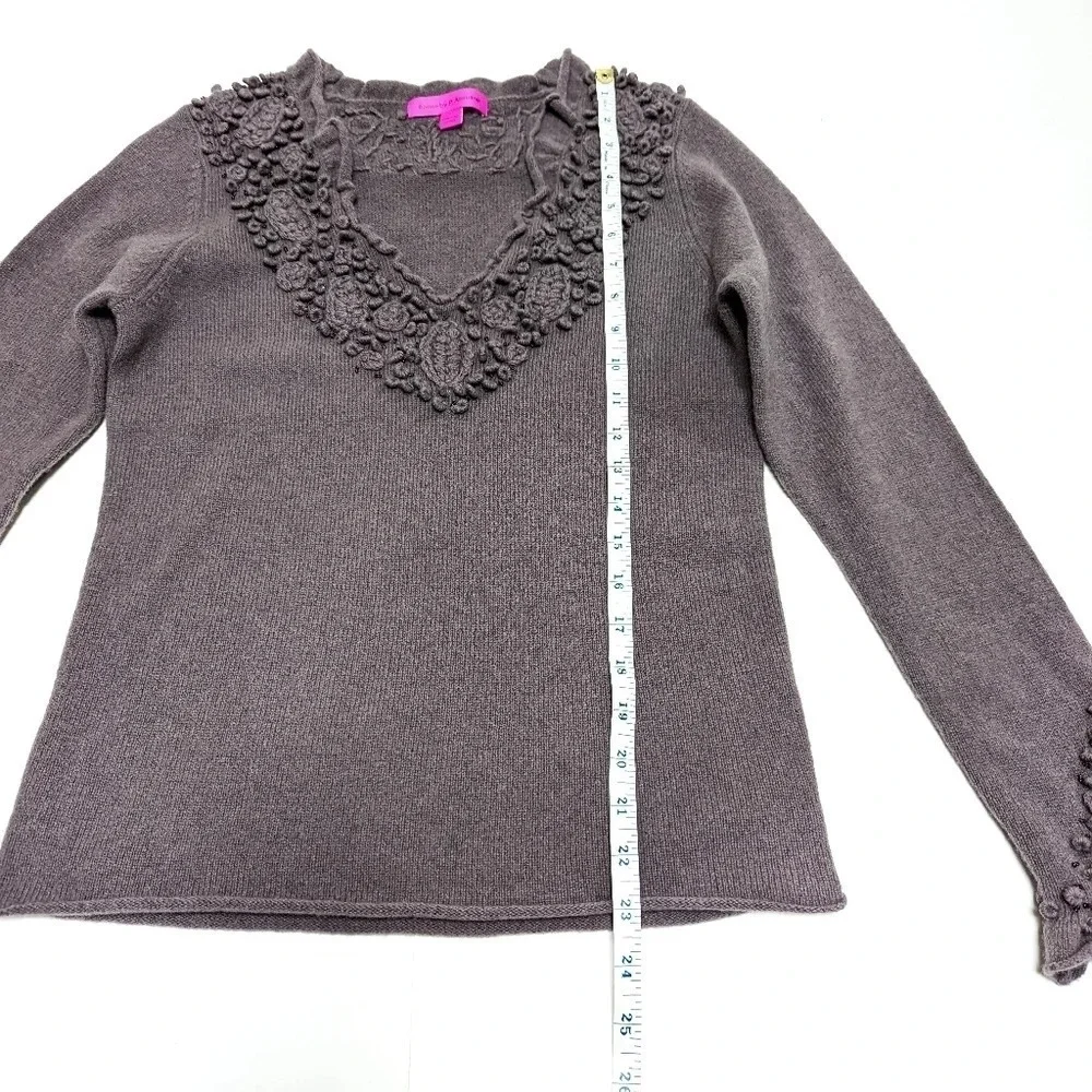 EBENE by P. Assuline Wool Knit Sweater with Beading and Embroidery Size 2